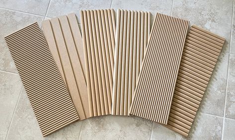 Overlay Wall Panels: Reeded Wall Panels, Striped Wall Panels, Slat Wall Panels, Kitchen Island Wall Panels, Overlay IKEA Furniture Panels - Etsy Fluted Half Wall Panel, Peel And Stick Paneling, Fluted Kitchen Cabinets, Pole Wrap Accent Wall, Paneling Walls Makeover, Kitchen Island Wall, Tambour Wall, Reeded Wall, Pole Wrap