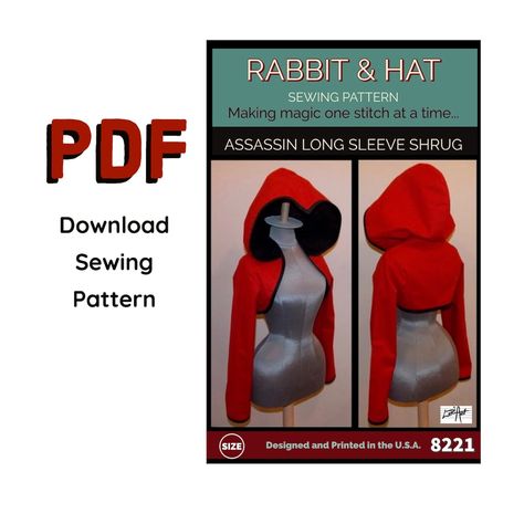 PDF Size LARGE Pointed Hoodie Shrug With Long Sleeves 8221 New - Etsy Canada Hooded Jacket Pattern Sewing, Hooded Shrug Pattern, Hoodie Shrug, Hat Sewing Pattern, Hat Sewing, Long Sleeve Shrug, Shrug Pattern, Hat Patterns To Sew, I Love My Daughter