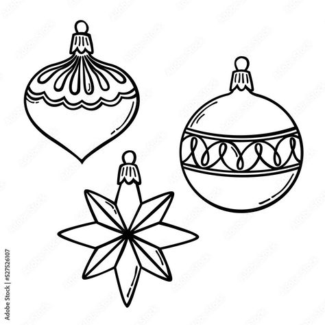 Ornament Drawing Easy, Christmas Ornament Drawing, Ornament Outline, Ornament Drawing, Winter Ideas, Star Ornament, Christmas Star, Vintage Ornaments, Christmas Winter