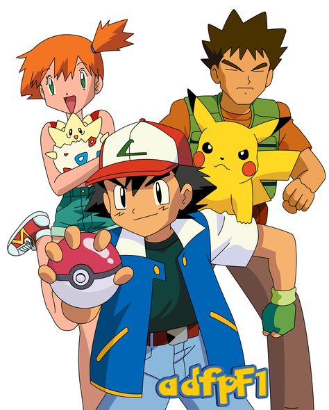 Ash, Misty, Brock, Pikachu y Togepi by adfpF1.deviantart.com on @DeviantArt Pokemon First Generation, Pokemon Indigo League, Ash Misty, Pokemon Ash And Misty, Pokemon Cartoon, Pokémon Heroes, Pikachu Pikachu, Ash And Misty, Pikachu Art