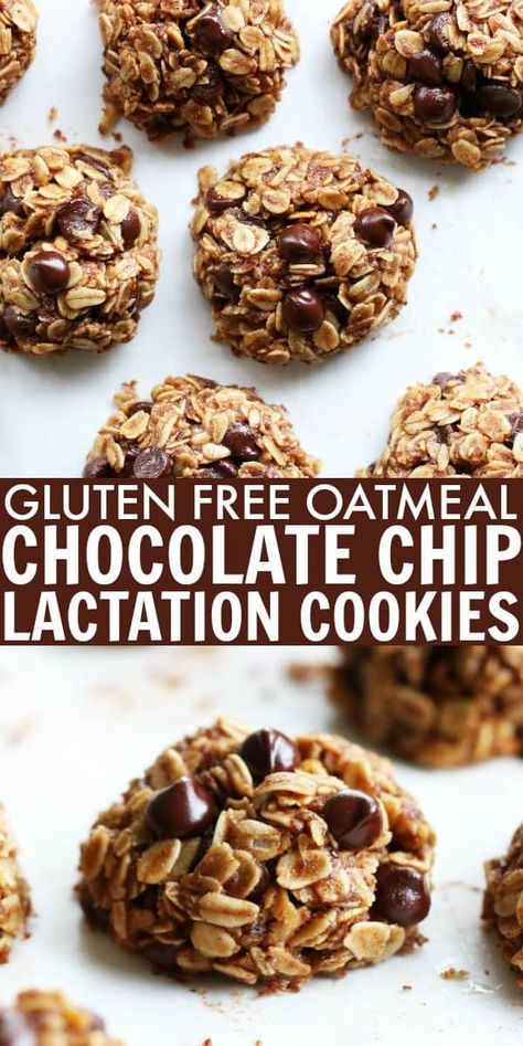 Lactation Treats, Gluten Free Oatmeal Chocolate Chip, Chocolate Chip Lactation Cookies, Lactation Cookie, Breastfeeding Snacks, Breastfeeding Foods, Gluten Free Oatmeal, Lactation Recipes, Flax Seed Recipes