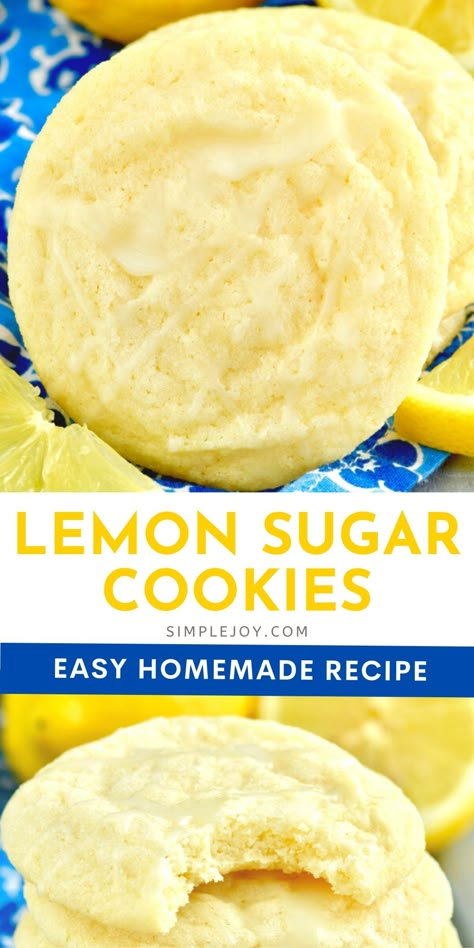 Lemon Sugar Cookies Recipe, Lemon Cookies Recipes, Lemon Sugar Cookies, Lemon Icing, Lemon Dessert Recipes, Dinner Recipes For Family, Lemon Sugar, Oreo Dessert, Easy Homemade Recipes