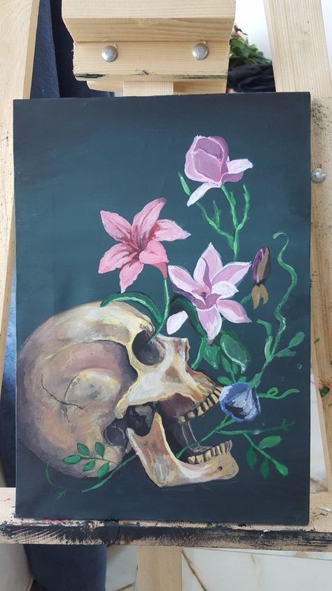 Painting Ideas For Lost Loved Ones, Dark Meaning Paintings, Painting Aesthetic Ideas On Canvas, Edgy Canvas Painting, Skull Painting Ideas On Canvas, Scary Canvas Painting, Witchy Acrylic Painting, Witchy Canvas Painting, Painting Ideas On Canvas Aesthetic Vintage