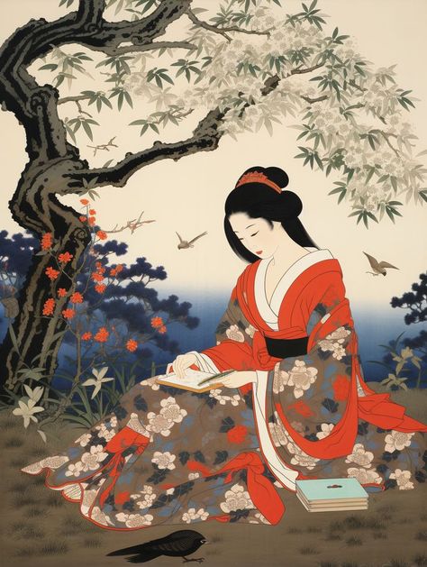 Japanese Art Old, Japanese Geisha Painting, Old Japanese Paintings, Traditional Japanese Woman Art, Japanese Illustration Traditional, Japanese Traditional Art Paintings, Traditional Japanese Art Aesthetic, Japanese Drawing Traditional, Traditional Japanese Geisha Art