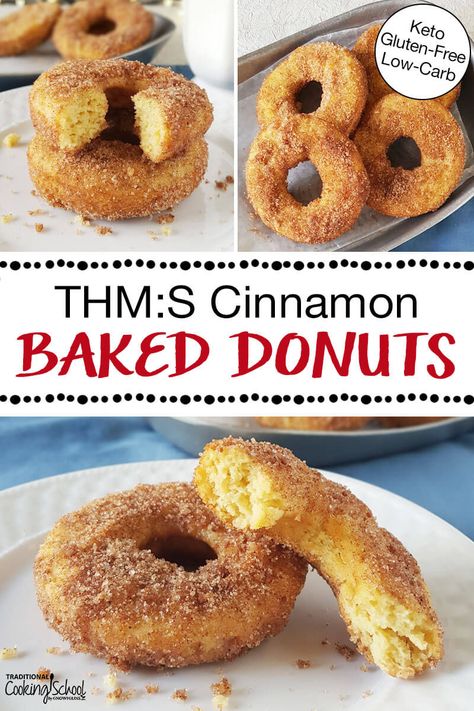 Trim Healthy Mama Breakfast, Thm Meal Plans, Trim Healthy Mama Recipe, Low Carb Donut, Trim Healthy Mama Dessert, Thm Breakfast, Trim Healthy Recipes, Keto Donuts, Keto Cinnamon