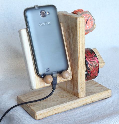 Wooden  Phone Charge Station, Hand Watch Bracelet Stand Display, Obeche - Samba Wood. Nightstand Tray, Diy Phone Stand, Wood Phone Holder, Charge Station, Support Portable, Bracelet Stand, Iphone Holder, Phone Stands, Iphone Stand