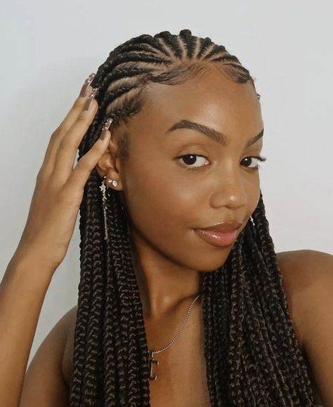 Plats Hairstyles, Short Box Braids Hairstyles, Braids Hairstyles Pictures, Braided Cornrow Hairstyles, Cute Box Braids Hairstyles, Braided Hairstyles For Teens, Protective Hairstyles Braids, Beautiful Curly Hair, Fulani Braids