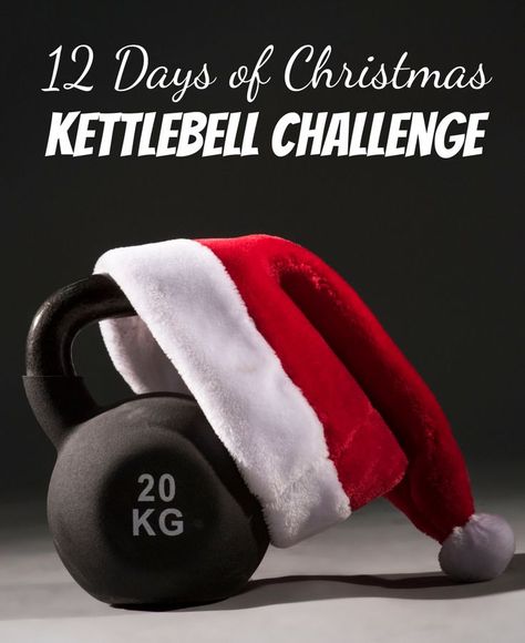 kettlebell, workout, workout challenge, kettlebell challenge Christmas Workout Challenge, Kettlebell Challenge, Gym Challenge, Christmas Workout, Holiday Workout, The 12 Days Of Christmas, Workouts Gym, Crossfit Workout, Boy Girl Twins