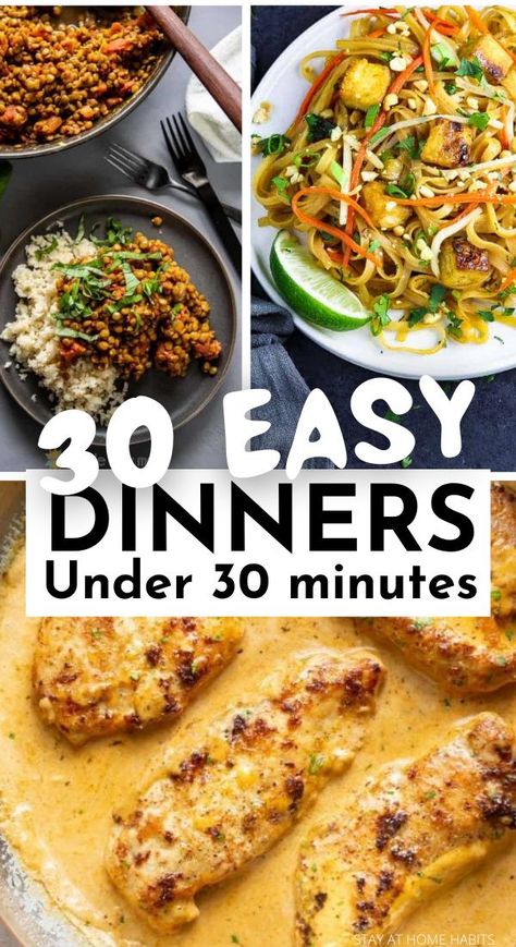 Cheap dinner recipes. Quick and easy dinner recipes in under 30 minutes. Healthy lunch recipes. Healthy dinner recipes Dinner Recipes Quick And Easy, 30 Min Dinner, Dinner Recipes Quick, Quick And Easy Dinner Recipes, Recipes Quick And Easy, Family Supper, 30 Min Meals, Hearty Dinner Recipes, Healthy Freezer Meals