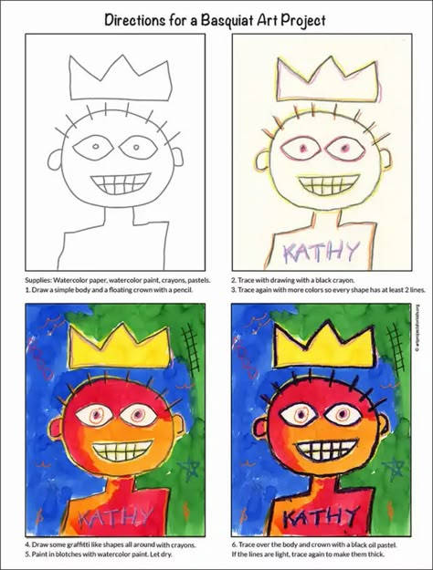 Michel Basquiat Art, Van Gogh Coloring, Jean Michel Basquiat Art, Basquiat Paintings, Collaborative Mural, Artist Van Gogh, Basquiat Art, Art Project For Kids, Art Projects For Kids