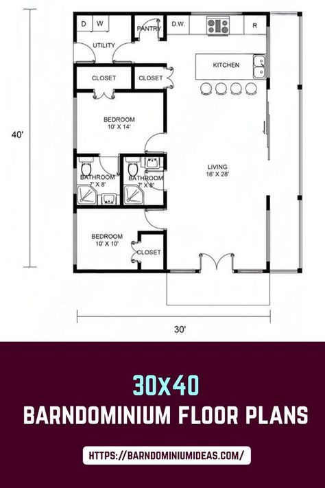 Design your own 30x40 Barndominium Floor Plans With or Without a ... Here are 9 floor plan examples of barndominiums sized 30 x 40 feet. Barndominium House Plans, Barndominium House, Interior Floor Plan, Unique House Plans, Barndominium Plans, Little House Plans, Free House Plans, Cabin Floor Plans, Lake House Plans