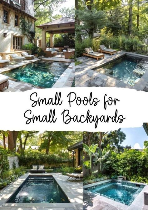 Small In Ground Pools, Small Plunge Pools For Small Yards, Tiny Pools For Small Yards, Small Swimming Pools Backyard, Small Yard Pools, Pool For Small Backyard, Small Pools For Small Yards, Small Pool Ideas, Ideas For Small Backyards