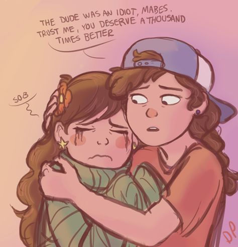 The girl Dipper is now comforting Mable because of what happened with a guy Female Dipper Pines, Mable And Dipper, Tenkai Knights, Mable Pines, Garden Falls, Monster Falls, Reverse Gravity Falls, Gravity Falls Dipper, Trans Art