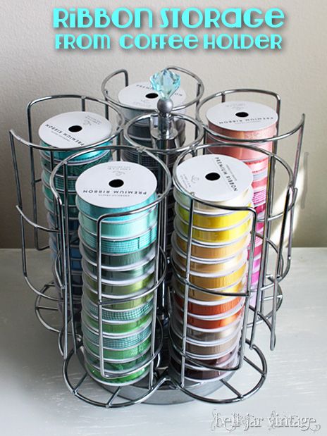 Bell Jar Vintage: Thrifty Repurposing: Ribbon Spool Holder Craft Room Organization Storage, Craft Room Organization Diy, Ribbon Organization, Ribbon Storage, Dollar Store Diy Organization, Craft Storage Organization, Spool Holder, Scrapbook Organization, Dream Craft Room