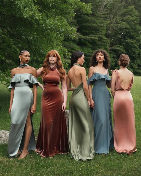 Mix and Match bridesmaid styles by Jenny Yoo are all in store now 😍 #jennyyooatreflections #bridesmaids #mixandmatch #floralsforthegirls Rainbow Bridesmaid Dresses, Rainbow Bridesmaids, Mix Match Bridesmaids, Jenny Yoo Bridesmaid, Fall Bridesmaids, Convertible Bridesmaid Dress, Bridesmaid Inspiration, Mismatched Bridesmaids, Designer Bridesmaid Dresses