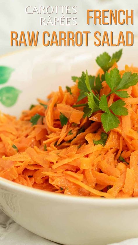 Shredded Carrot Salad, Lemon Dijon Vinaigrette, Raw Carrot Salad, Grated Carrot Salad, Raw Salad, French Salad, Julienned Carrots, Dijon Vinaigrette, Classic Salad