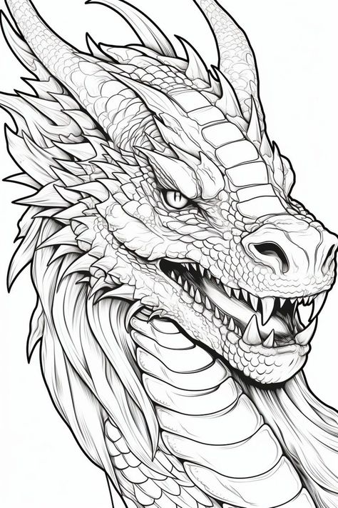 Dragon Coloring Pages - Color your favorite dragons from movies, TV shows, and books! Choose from a variety of designs, including cute, fierce, and everything in between. Perfect for kids of all…#Croquis #Coloring_Pages_Dragon #Dragon_Tattoo_Outline #Wooden_Dragon Snake Pattern Illustration, Dragon Tattoo Outline, Fantastic Tattoo, Books Tattoo, Wooden Dragon, Dragon Coloring Pages, Dragonfly Drawing, Dragon Coloring, Dragon Artwork Fantasy