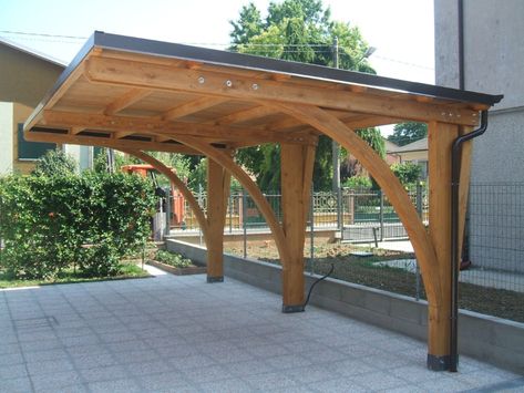 Wood design. Cheaper? Ties in with wood porch & clapboard. Prefab Carport, Cantilever Carport, Building A Carport, Carport Patio, Rustic Pergola, Small Pergola, Pergola Carport, Outdoor Covered Patio, Steel Pergola