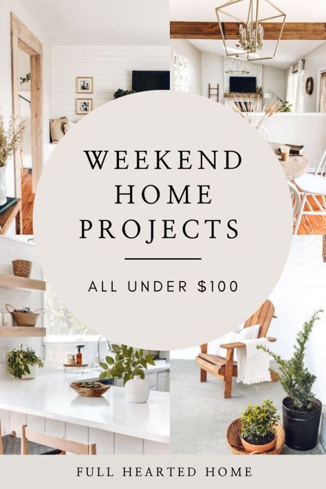 A wide range of weekend home projects under $100! These ideas will add beauty and value to your home without breaking the bank. Weekend Home Projects, Easy Home Upgrades, Easy Diy Home Improvement, Easy Home Improvement, Weekend Home, Home Updates, Diy Home Projects, Diy Home Decor On A Budget, Updating House