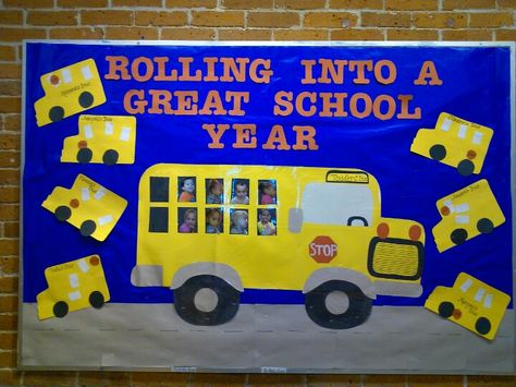 School bus bulletin board School Bus Bulletin Board, Bus Bulletin Board, Daycare Bulletin Boards, September Bulletin Boards, Energy Bus, Kindergarten Bulletin Boards, Class Bulletin Boards, Bulletin Boards Classroom Decor, Fall Bulletin Boards