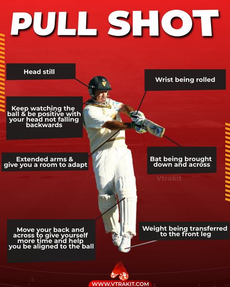 Technical explanation of Pull shot in cricket Cricket Workout, Cricket Shots, Cricket Training, Cricket Practice, Cricket Bowling, Cricket Facts, Cricket Academy, Cricket Books, English Speaking Book