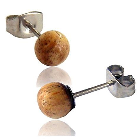 Earth Accessories Ball Stud Earrings with Organic Wood and Surgical Steel, #Ad #Ball, #sponsored, #Stud, #Earth, #Accessories Wood Studs, Organic Wood, Exposed Wood, Small Earrings Studs, Donate To Charity, Steel Metal, Accessories Earrings, Fun Earrings, Handmade Wooden