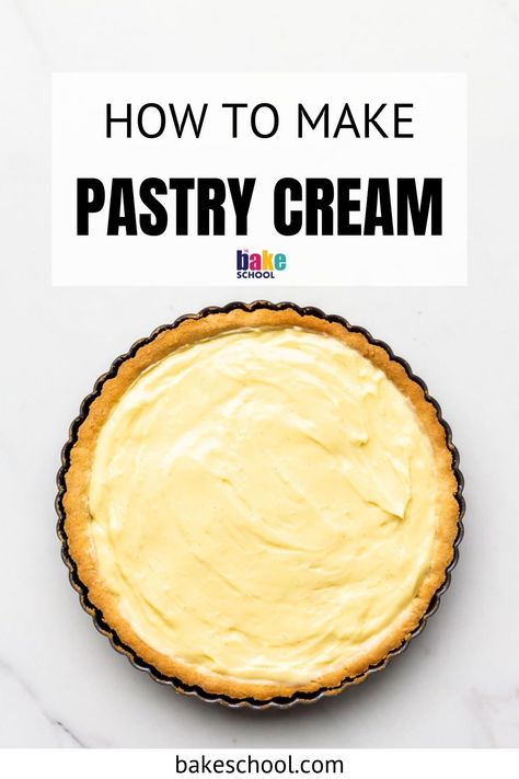 Pastry cream is a versatile filling for tarts and elaborate desserts, but it's also great to serve with crêpes and fresh berries for breakfast! Tart Cream Filling, Elaborate Desserts, How To Make Pastry, Vanilla Pastry Cream, Thanksgiving Baking, Pastry Cream Recipe, Fresh Fruit Cake, Custard Sauce, Pecan Tarts