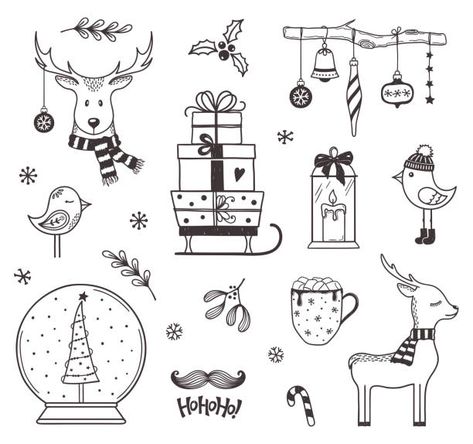 Christmas Reindeer Doodle Banque d'images et photos libres de droit - iStock Drawing Ideas Christmas, Doodles Christmas, Hand Drawn Christmas, Christmas Illustrations, Christmas Doodles, Christmas Graphics, Winter Design, Christmas Drawing, Journal Doodles