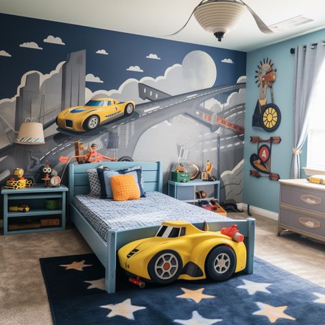 Kids Bedroom Boys Toddler, Car Bedroom Ideas For Boys, Bedroom Boys Kids, Kids Room Design Boys, Toddler And Baby Room, Teenager Bedroom Design, Toddler Boy Room Decor, Boys Bedroom Furniture, Boys Bedroom Makeover