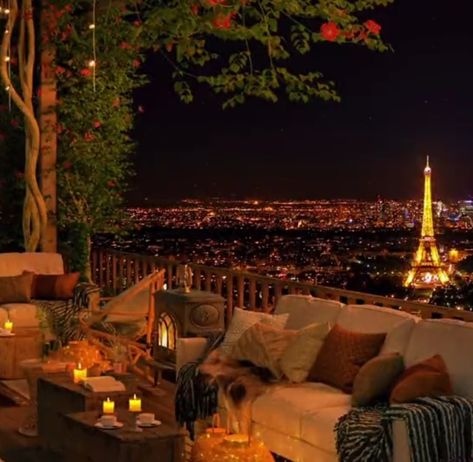 Paris Balcony Aesthetic, Balcony Aesthetic Night, Balcony Aesthetic, Dream Apartments, Fancy Apartment, Paris Balcony, Fancy Bedroom, Balcony View, Apartment Decor Inspiration