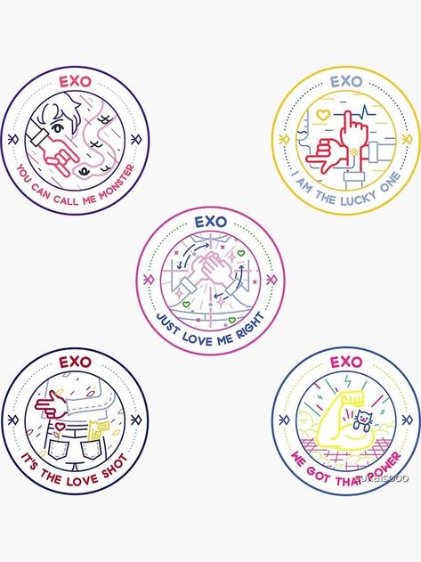 Exo Stickers Printable Aesthetic, Exo Logo Design, Exo Logo, Exo Stickers, Exo Chibi, Kpop Stickers, Exo Songs, Exo Art, Exo Fanart