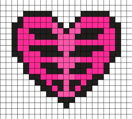 2000s Pixel Art, Goth Pixel Art Grid, Heart Perler Bead Patterns, Scene Perler Beads, Emo Pixel Art, Y2k Pixel Art, Grunge Pixel Art, Perler Heart, Kawaii Perler Bead Patterns