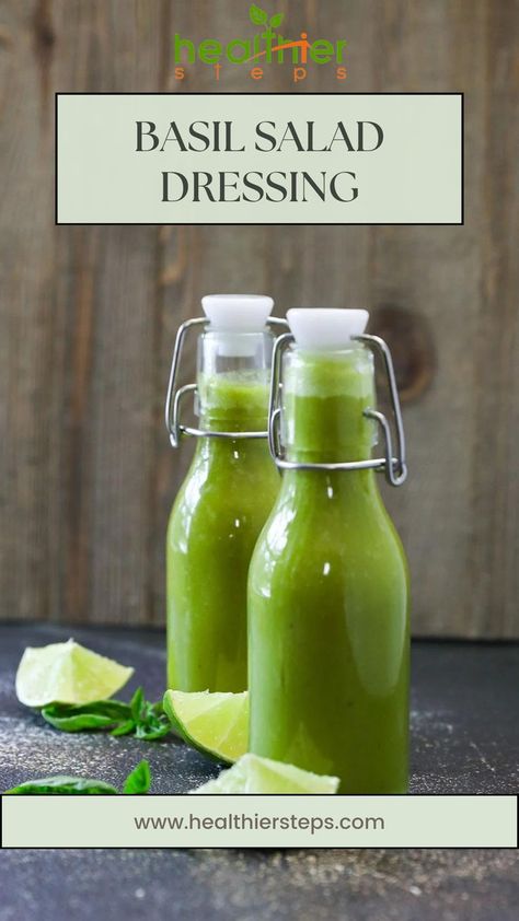 Basil Salad Dressing | Basil salad dressing  recipes Basil Salad Dressing, Basil Vinaigrette Dressing, Creamy Basil Dressing, Sweet Dressing, Basil Salad, Vegan Salad Dressing, Basil Vinaigrette, Vinaigrette Recipe, Healthy Salad Dressing