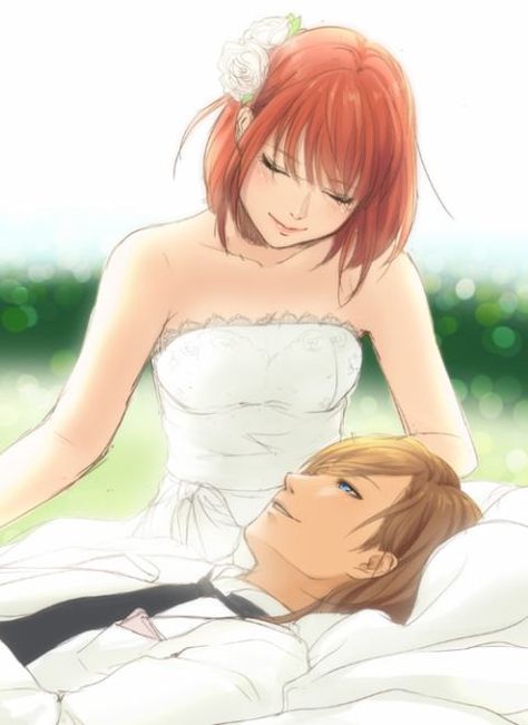 Ren laying his head atop of Haruka's lap. So adorable! Laying On Lap Drawing, Head In Lap Reference, Laying On Lap Couple, Anime Side View, Nanami Haruka, Jinguji Ren, Couple Poses Drawing, Live Backgrounds, Anime Head