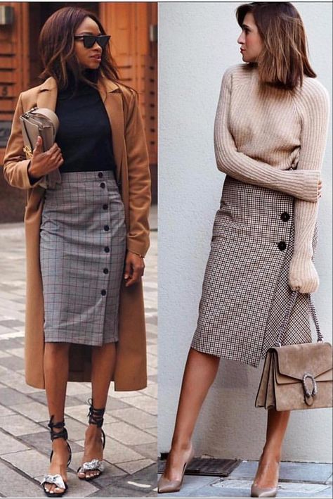 Rok Midi, Rok Outfit, Skirt Diy, Mode Casual, Skirt Midi, A Skirt, Looks Chic, Plaid Skirt, Cool Street Fashion