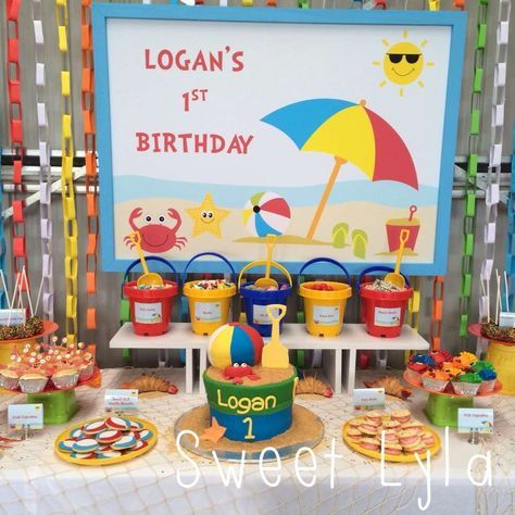 Beach Theme Birthday Party, Kids Beach Party, Beach Theme Birthday, Beach Theme Party, Splash Party, Pool Party Ideas, Beach Birthday Party, Birthday Party Set, Pool Birthday