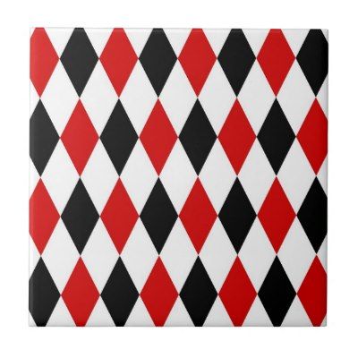 Red White Black Harlequin Diamond Pattern Ceramic Tile Diamond Tile Pattern, Bridal Shower Pictures, Making Patterns, Patterned Napkins, Diamond Tile, Gothic Garden, Harlequin Pattern, Diamond Wallpaper, Monochromatic Color Scheme