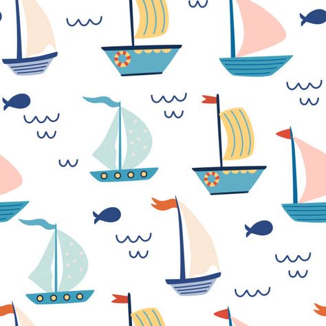 Boat Illustration, Boat Print, Sailing Boats, Horse Pattern, Color Vector, Abstract Nature, Pavlova, Cartoon Illustration, Art Canvas