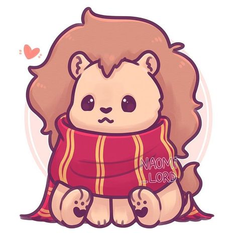 ✨❤️✨A smol chubby Gryffindor Lion ✨❤️✨to go with my Kawaii house animal in scarves series! My plan is to get this series made into enamel… Kawaii House, Naomi Lord, Gryffindor Lion, Lion, Harry Potter, Instagram, Kawaii