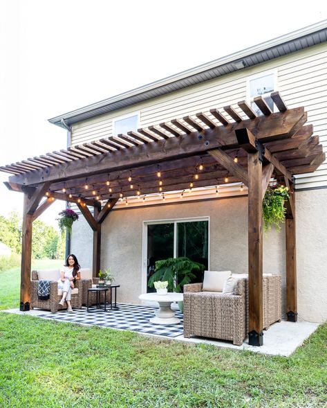 Outdoor Gathering Area, Fence Door, White Pergola, Pergola Diy, Pergola Curtains, Paver Walkway, Fence Doors, Pergola Swing, Patio Pergola