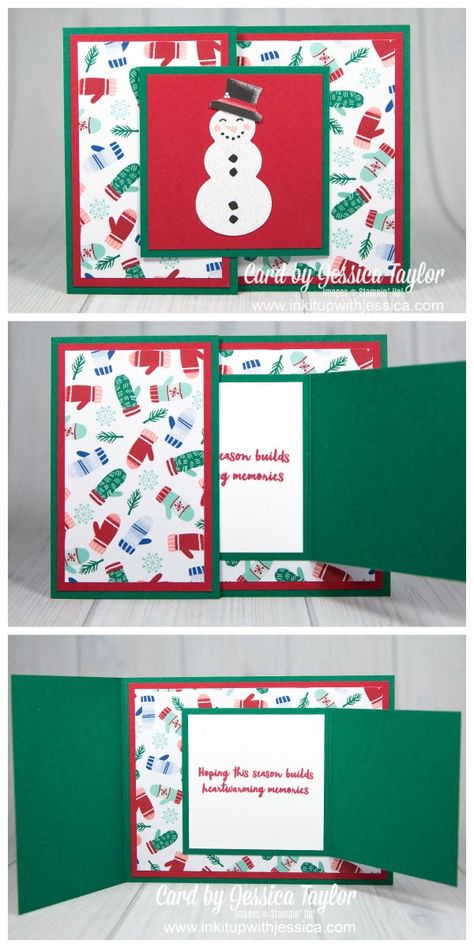 Folded Christmas Cards, Christmas Card Tutorials, Fancy Fold Card Tutorials, Simple Christmas Cards, Homemade Christmas Cards, Stampin Up Christmas Cards, Card Making Tutorials, Diy Christmas Cards, Fancy Fold Cards