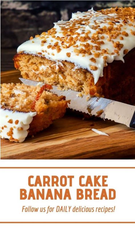 Carrot Cake Banana Bread | Recipes of Holly - Easy and Quick Recipes Banana Carrot Bread, Carrot Cake Banana Bread, Vegan Cashew Cream, Cake Banana Bread, Carrot Cake Bread, Easy And Quick Recipes, Carrot Banana Cake, Carrot Bread, Homemade Carrot Cake