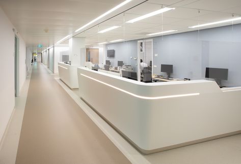 Healthcare Inspiration, Hospital Reception, Healthcare Interior Design, Modern Hospital, Nurses Station, Hospital Architecture, Complex Design, Healthcare Architecture, Children Hospital