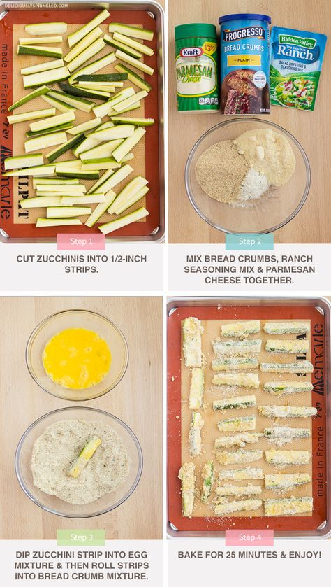 Crispy ranch zucchini fries Zucchini Fry Recipes, Cheesecake Factory Zucchini Fries Recipe, Zucchini Fries Oven, Oven Baked Zucchini Fries, Ranch Zucchini, Ranch Fries, Fried Zucchini Recipe, Zucchini Fries Baked, Fried Zucchini Recipes