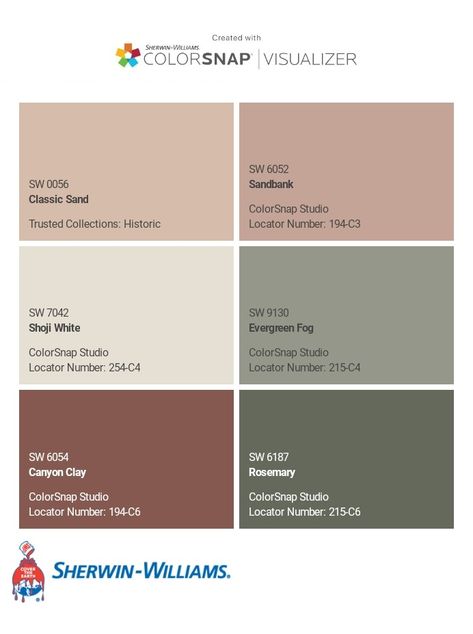 I just created this color palette with the Sherwin-Williams ColorSnap® Visualizer app on my Android phone. What do you think? You can learn more about ColorSnap Visualizer and get it on your phone free by visiting https://www.sherwin-williams.com/content/colorsnap.html. Canyon Clay Color Palette, Moss Rose Sherwin Williams, Renwick Rose Beige Sherwin Williams, Sherwin Williams Desert Colors, Rockwood Terra Cotta Sherwin Williams, Dusty Rose Paint Color Sherwin Williams, Canyon Clay Sherwin Williams, Boho Color Palette Sherwin Williams, Redend Point Color Sherwin Williams