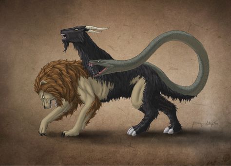 Mythology meets science; human-animal chimeras are coming Combined Animals, Monsters Mythology, Chimera Mythology, Greek Creatures, Mythic Creatures, Greek Monsters, Snake Dragon, Creature Fantasy, Dragon's Dogma