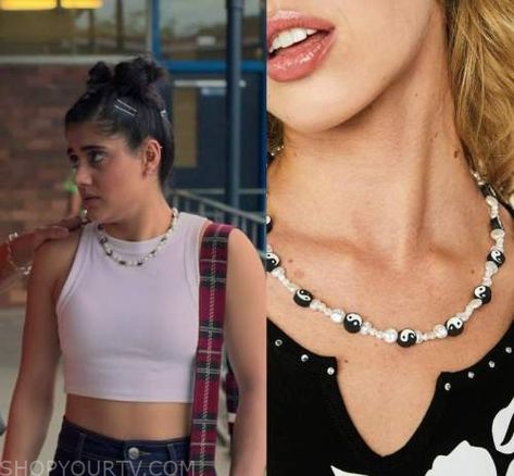 Ant Heartbreak High Outfits, Blohsh Necklaces, Harper Heartbreak High Outfits, Amerie Wadia, White Pearl Pendant Choker, Pearl Necklace Yin Yang, Heartbreak High, Yin Yang Necklace, Zoeys Extraordinary Playlist