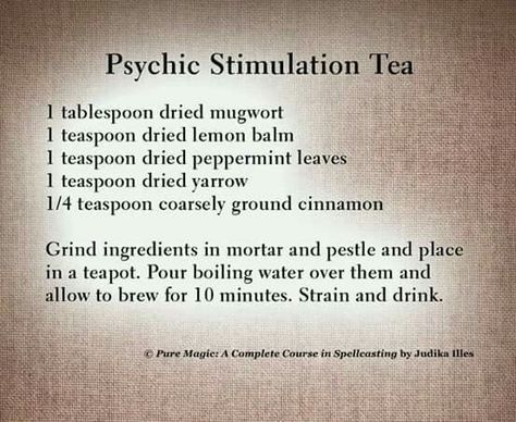 Psychic Tea, Fear Spell, Growth Books, Tea Blends Recipes, Kitchen Witch Recipes, Magickal Herbs, Personal Growth Books, Healing Tea, Herbal Teas Recipes