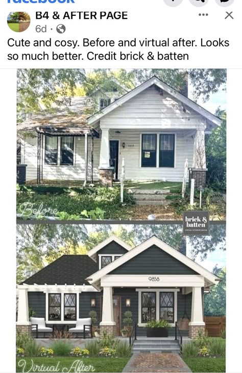 Exterior House Renovation, Ranch House Exterior, House Makeovers, House Before And After, Exterior House Remodel, Bungalow Exterior, A Small House, Home Exterior Makeover, Exterior Renovation