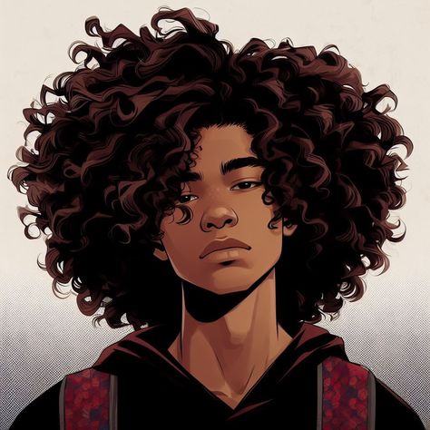 Black Anime Guy, Curly Hair Drawing, Comic Book Art Style, Black Comics, Image Swag, Black Cartoon Characters, Black Characters, Black Anime Characters, Black Cartoon